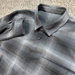 Lululemon Lab Men's XL Soft Knit Grey Ombre Plaid Button Down Shirt LM3FBLS.04